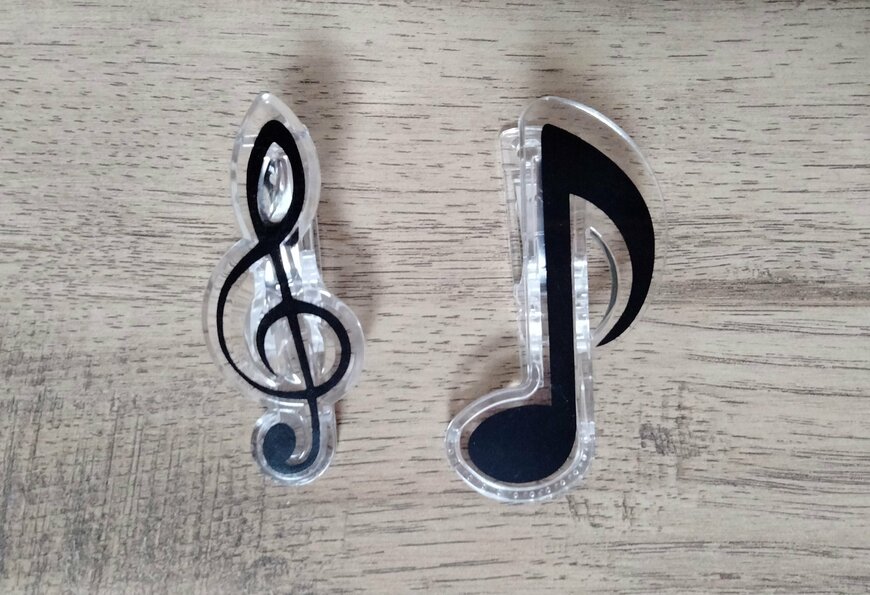 筆者撮影（セリア、クリアクリップ 音楽柄 2P）