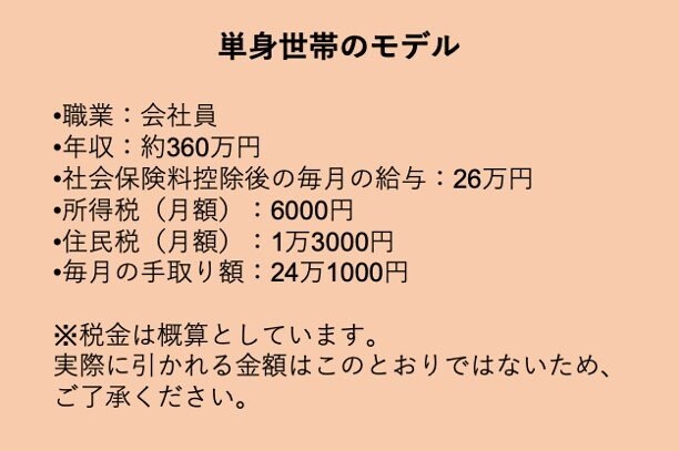 定額減税の単身世帯モデル