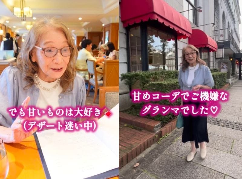 デザート選びを楽しむお散歩中の様子