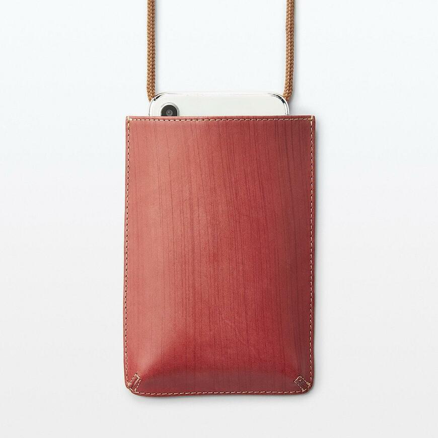 無印良品、手塗りヌメ革 ミニサコッシュ、赤商品画像