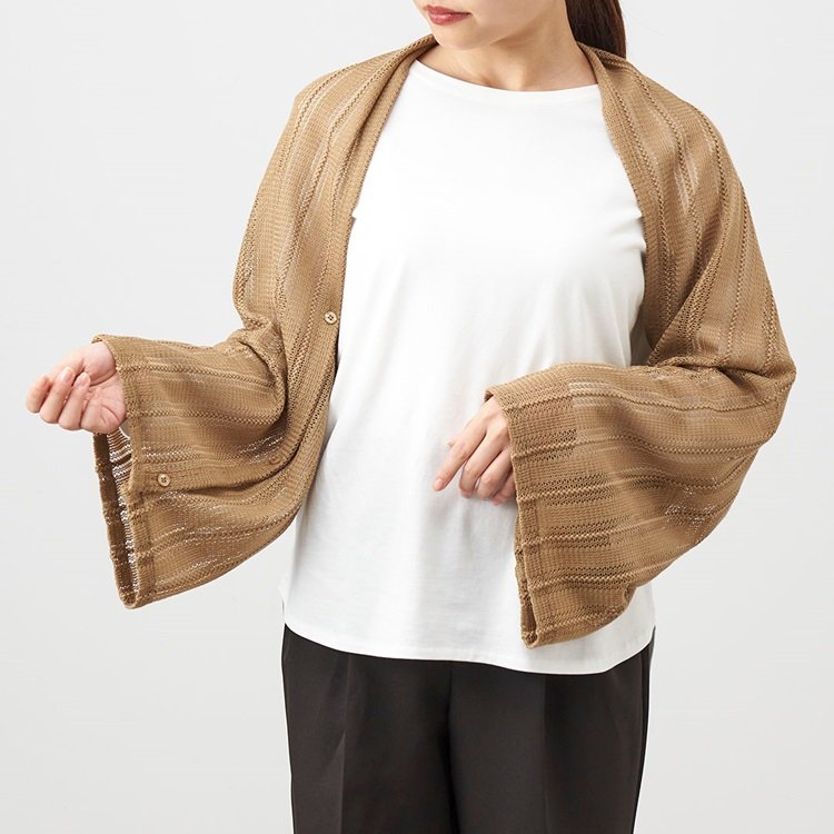 ボレロにもなる3WAY縞レースストール