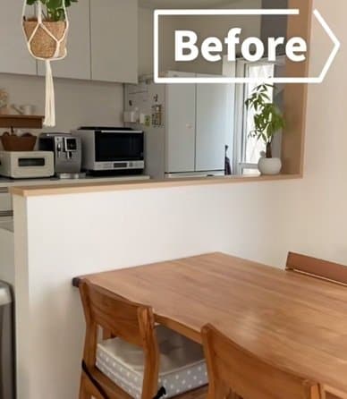 【簡単DIY】築5年戸建て〈キッチンの腰壁〉→コンクリート風の剥がせる壁紙を貼るだけで〈ナチュラルモダンなカフェ風キッチン〉に雰囲気ガラリ！