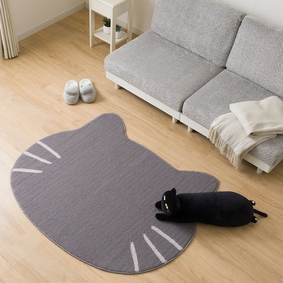ニトリ、猫型ラグ デコネコ ブラック(gST6)商品画像