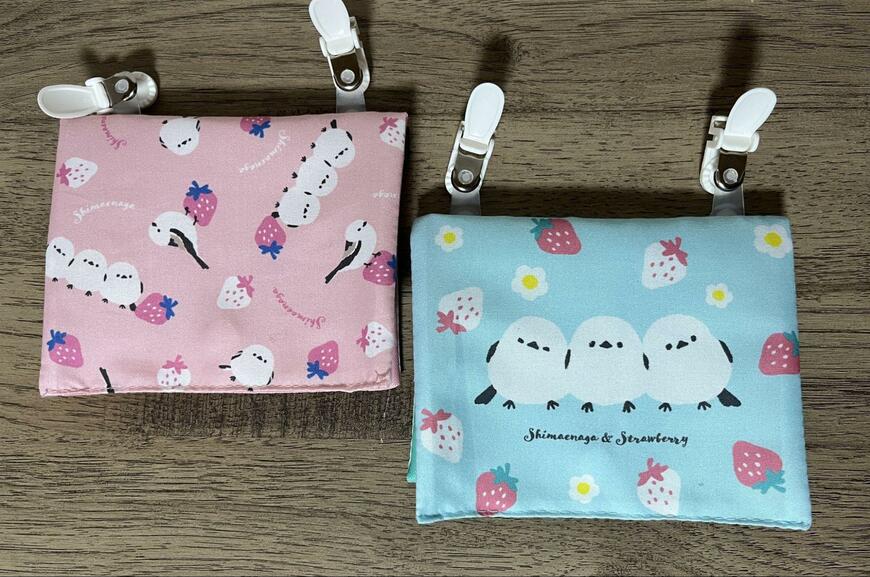 セリア、ポケットポーチ ティッシュケース付き シマエナガ