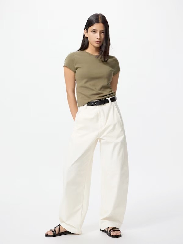 ユニクロ公式　ジャージーバレルレッグパンツ