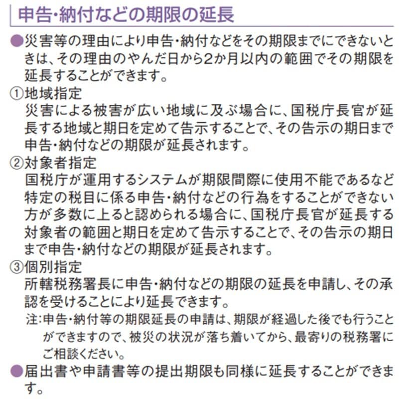 申告・納付などの期限の延長