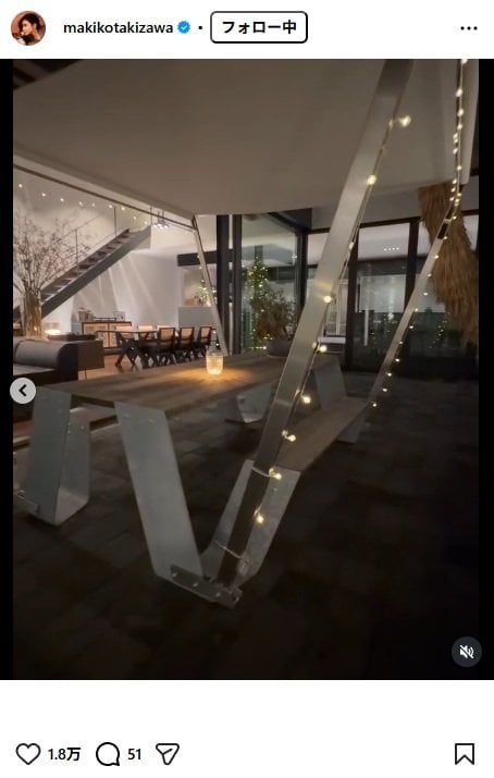 出所：滝沢眞規子のInstagram（＠makikotakizawa）　参照日：2025年11月14日
