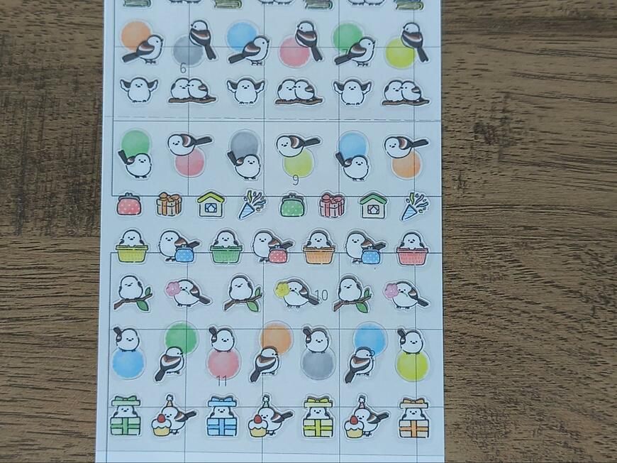 筆者撮影（セリア、スケジュールシール ゆるシマエナガ）