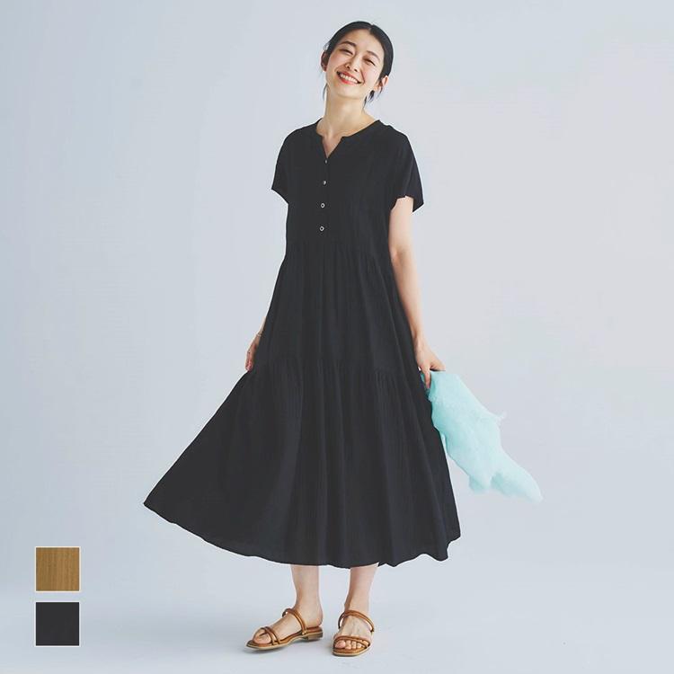 キーネックティアードワンピース