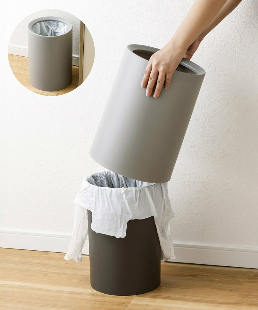 3COINS公式 《ごみ袋が見えない》ラウンドダストボックス