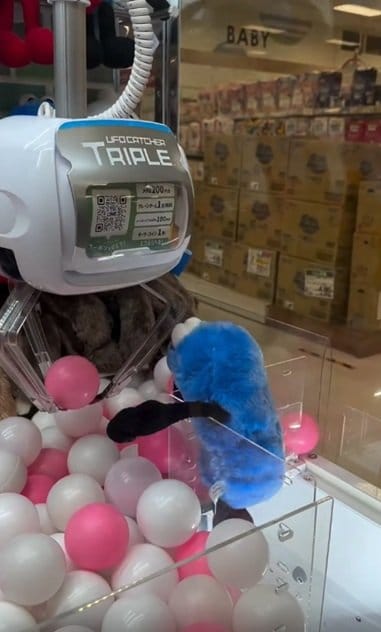 クレーンゲームをプレイする様子