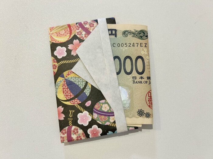 三つ折りのお札がピッタリ収められるポチ袋