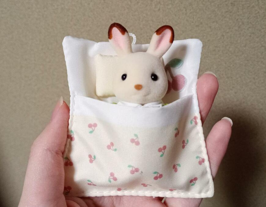 筆者撮影（セリア、ドールポーチ お出かけおふとん 小 フルーツ）