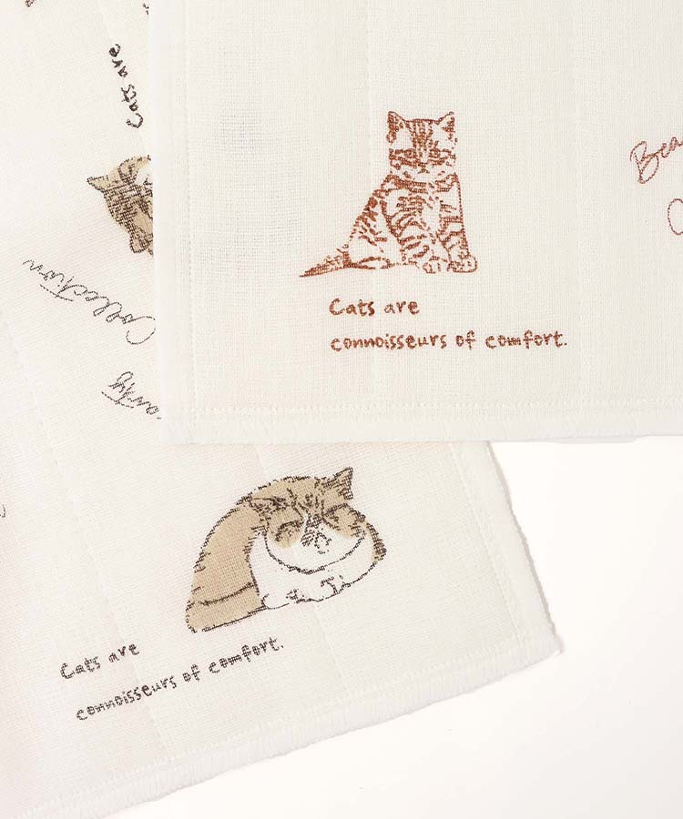 ブルーブルーエ公式 ネコ柄かや生地ふきん 画像