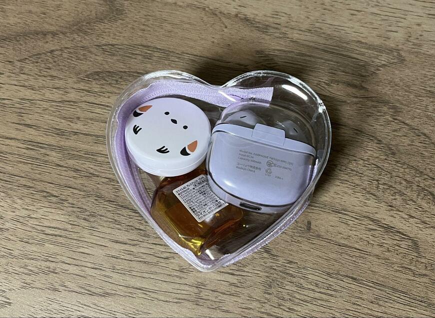 セリア、推し活ポーチ ハート(ブルー・グリーン・パープル)画像