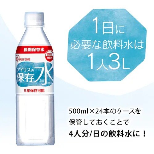 1ケース買っておけば、4人家族の1日分の飲料水になります