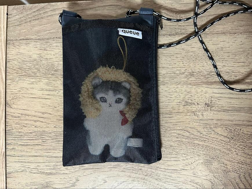 セリア、サコッシュ 縦型チェック約12.5×19cm画像