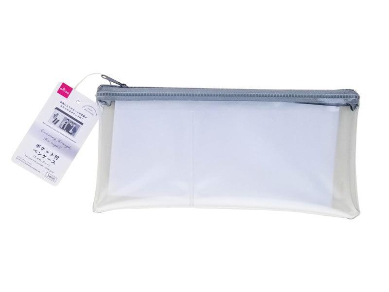 ダイソー、ポケット付ペンケース（CHM、グレー）商品画像