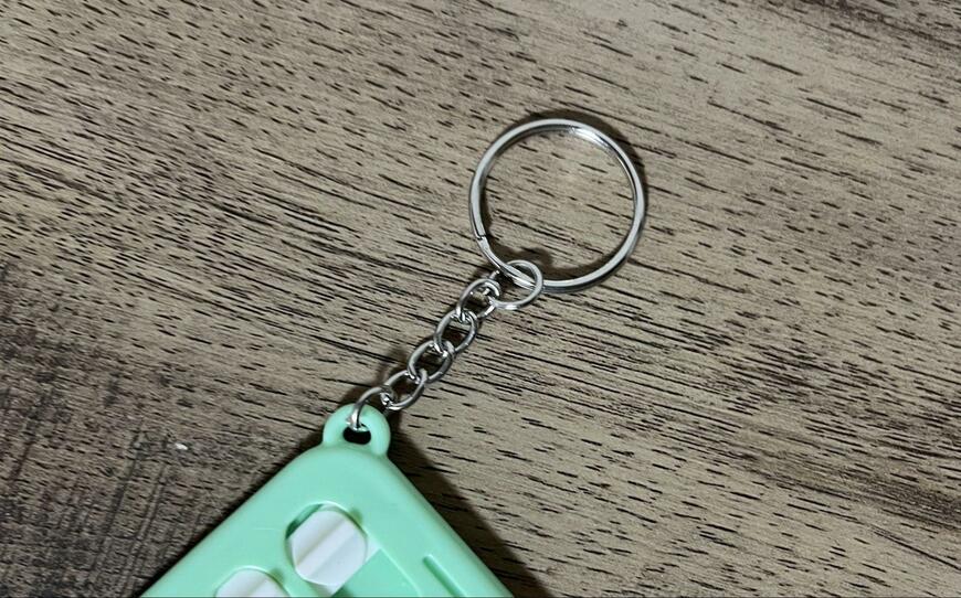 筆者撮影（セリア、忘れ物チェックキーホルダー）