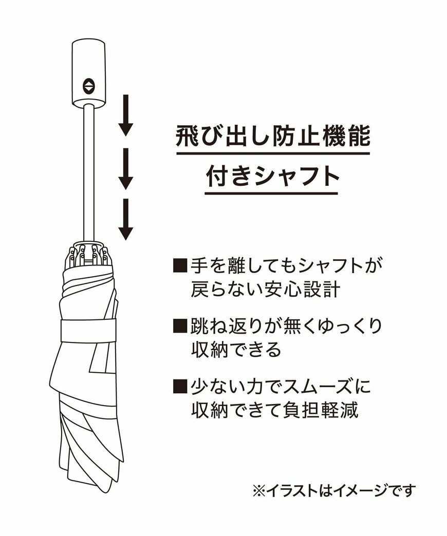 シャフト部分には飛び出し防止機能が付いています