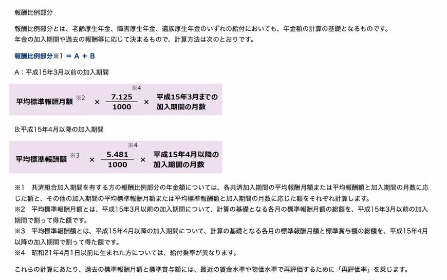 厚生年金額の計算（報酬比例部分）