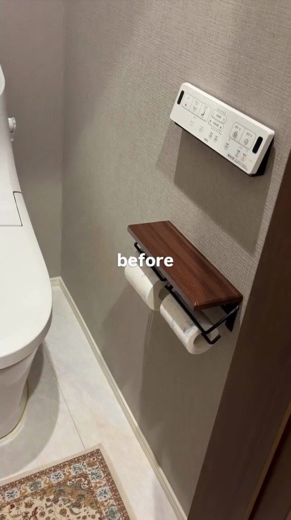 【DIY】トイレの棚がオイルステインの木製シェルフに変身！実用性も兼ね備えたデザインに「かっこいい！」と反響