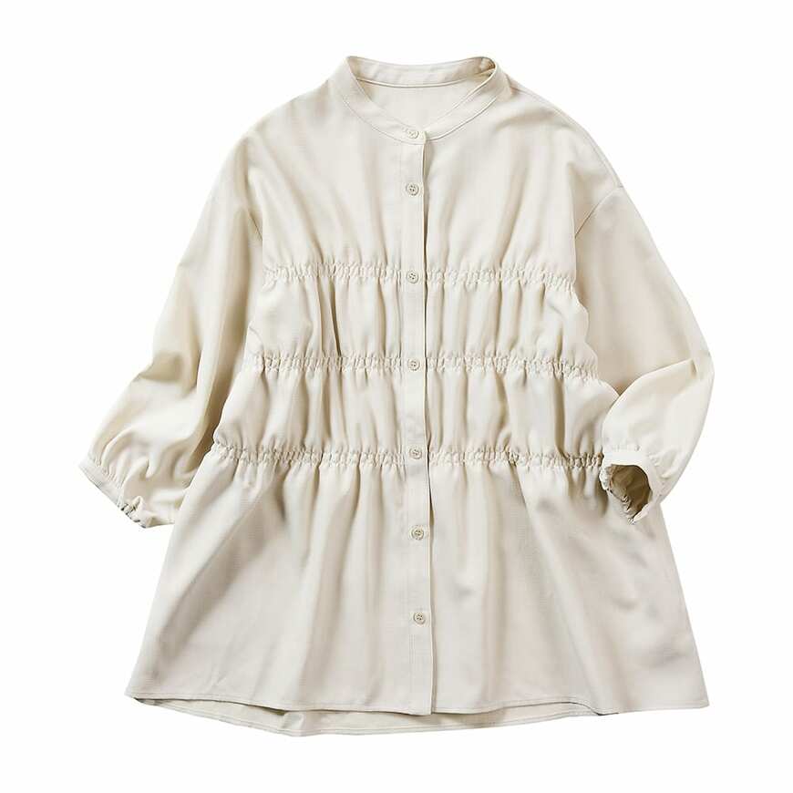 出所：ワークマン公式　レディースリネンライクソロナ(R)シャーリングブラウス