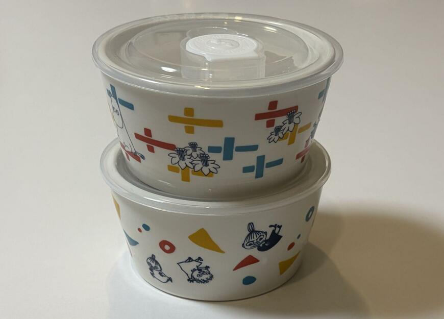 筆者撮影（扶桑社 cookpad plus、MOOMIN＜ムーミン＞ 磁器の密閉保存容器 豪華2個セット）