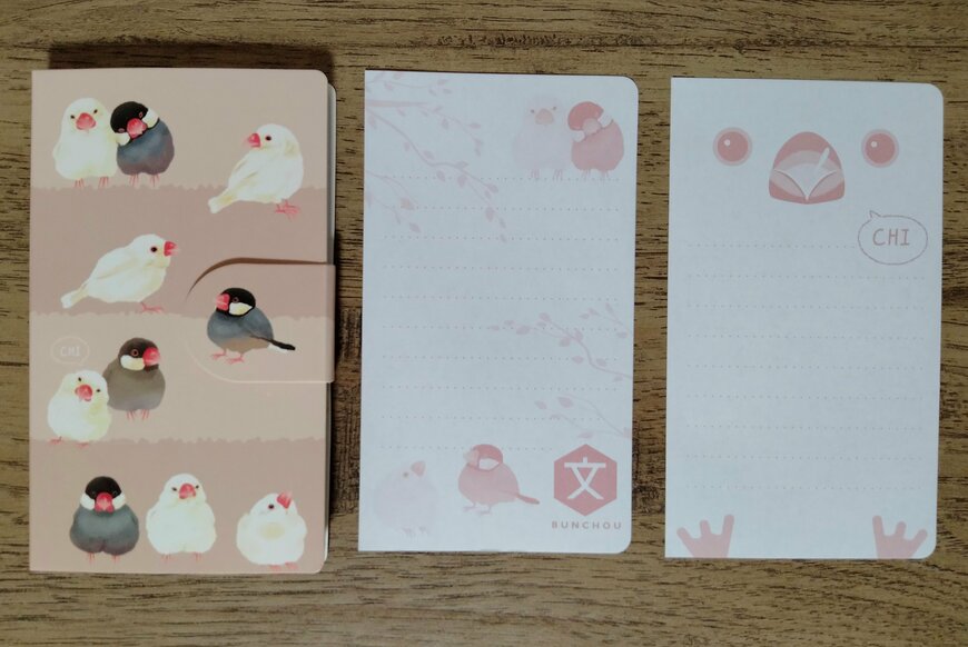 筆者撮影（セリア、ブック型メモ コトリいっぱい）