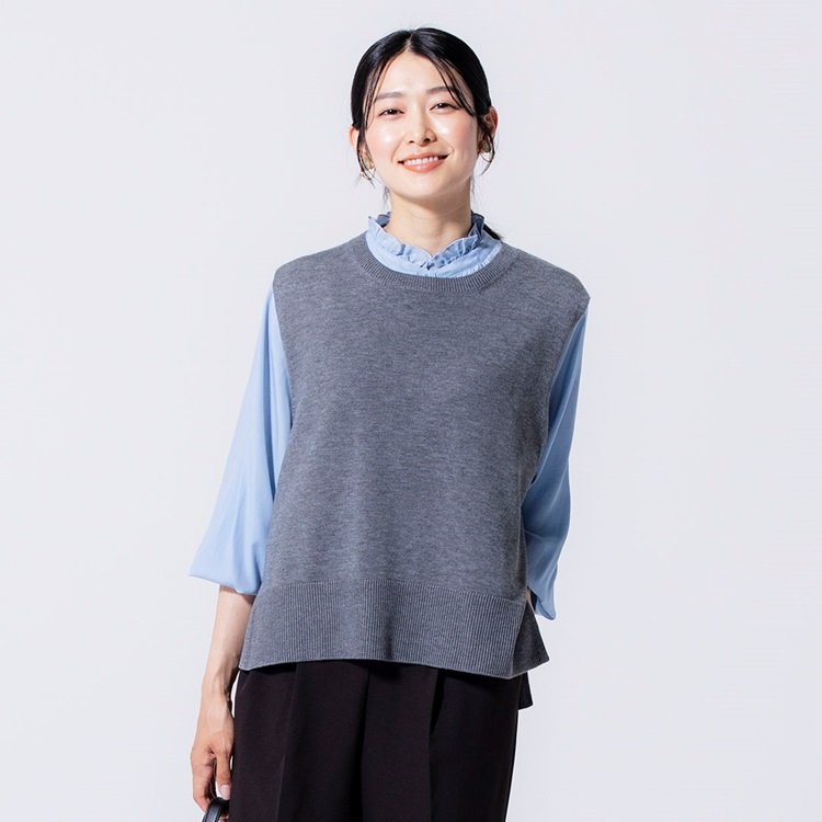 【すごナノ撥水】フリルカラーシャツ