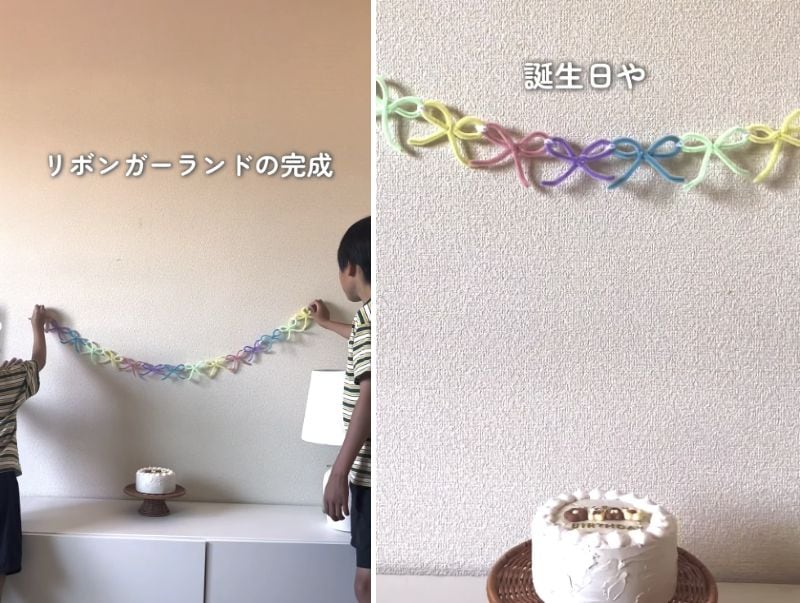 完成したリボンガーランド