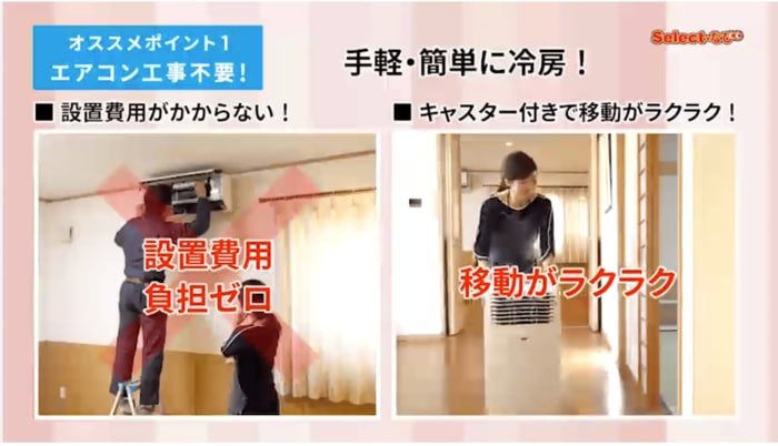 壁の穴あけ工事や配管作業を行わずに届いたその日から使えます