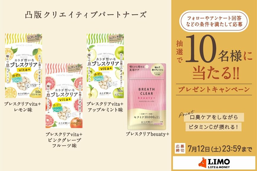 口臭ケアとビタミンチャージが同時に叶うタブレット「ブレスクリアvita＋」が抽選で当たる