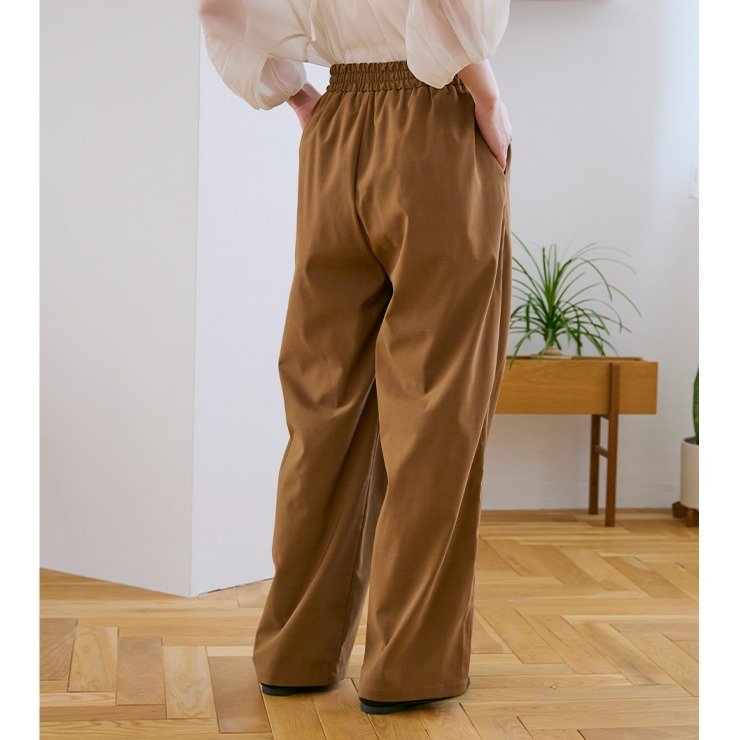 出所：しまむら公式　レディース　麻調ウエストタックイージーパンツ（choco）