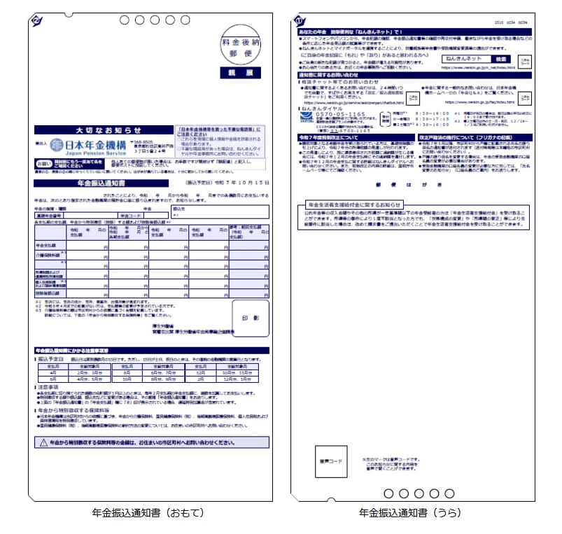 年金振込通知書