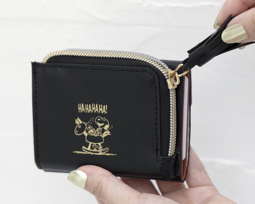 ローソン公式 SNOOPY YEAR OF THE HORSE MINI WALLET BOOK BLACK/BROWN 画像