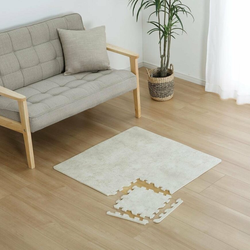 出所：アテーナライフ　両面すべり止めジョイントマット　大理石調　9枚入り　ふち付