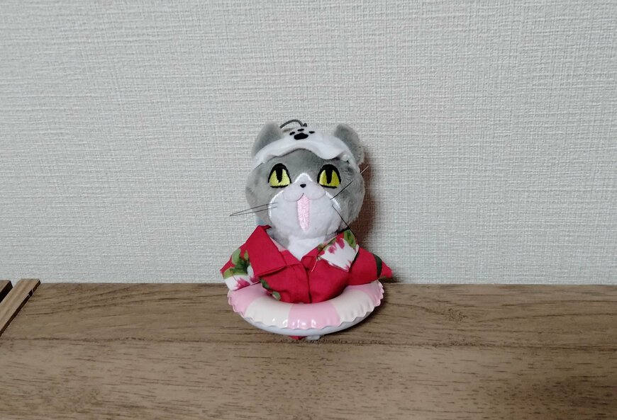 画像出所：筆者撮影（セリア、ぬい用アロハシャツ ヲタコレ ぬい活・ミニ浮き輪 TK-2071）