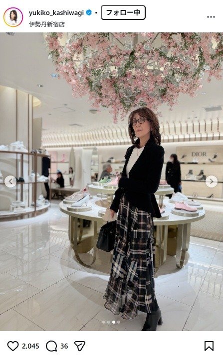出所：柏木由紀子のInstagram（＠yukiko_kashiwagi） 参照日：2026年2月10日