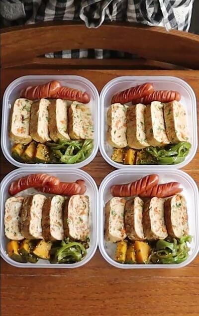 完成した作り置き弁当4人分