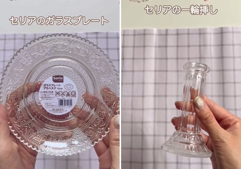 「これが200円でできるなんて…！」セリアのガラスグッズで→クリスマスの食卓を彩る〈高見えケーキスタンド〉が超簡単に作れる！