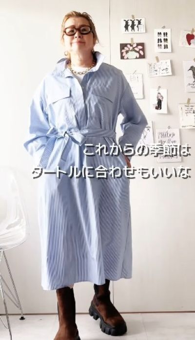 1枚で着こなしたシンプルなワンピーススタイル