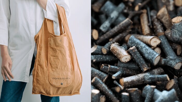 天然染めショッピングバッグ白樺 枝染め