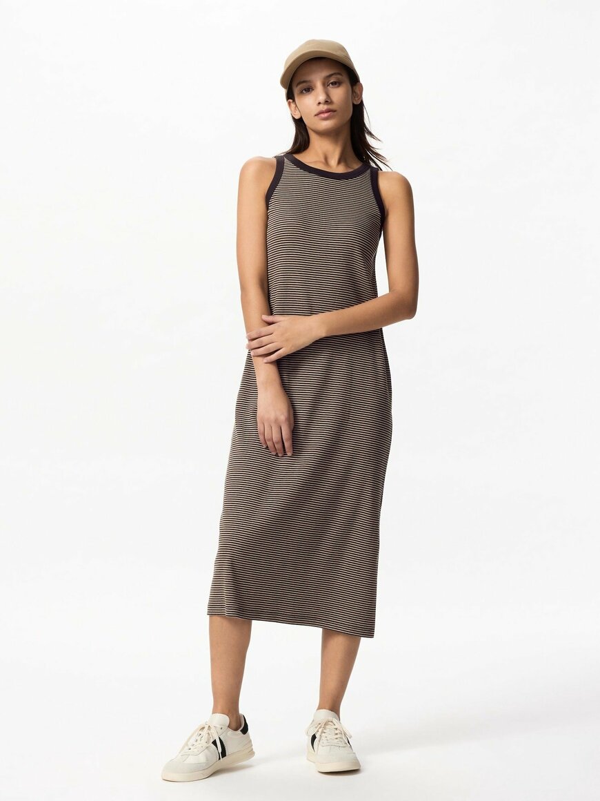出所：ユニクロ公式　リブブラワンピース/ストライプ/丈短め
