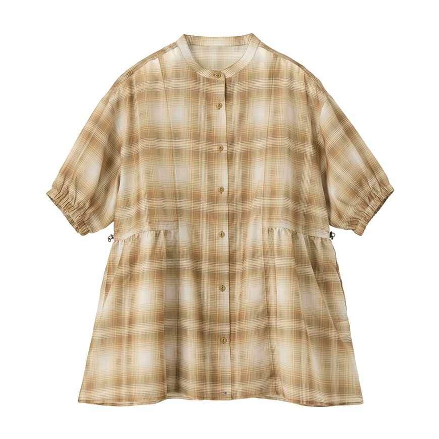 ワークマン公式　レディース撥水シアーチェックギャザーシャツ