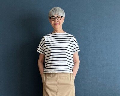 【70代マダム】無印良品の「ボーダーTシャツ」を着こなす。シンプルな合わせ方がこなれ感たっぷり！