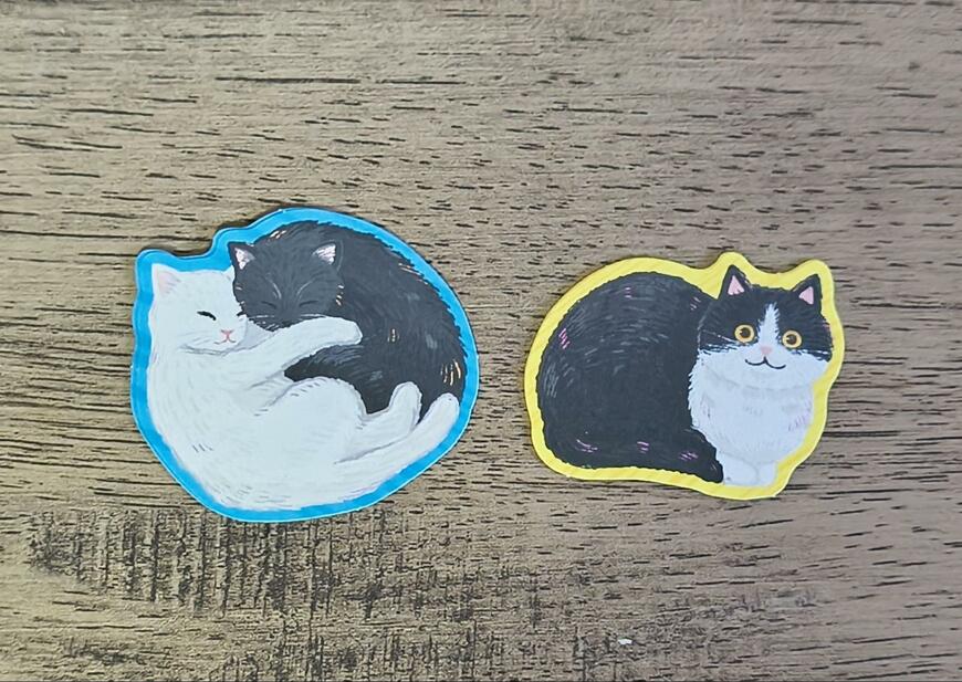 筆者撮影（セリア、上質フレークシール 大きな猫）