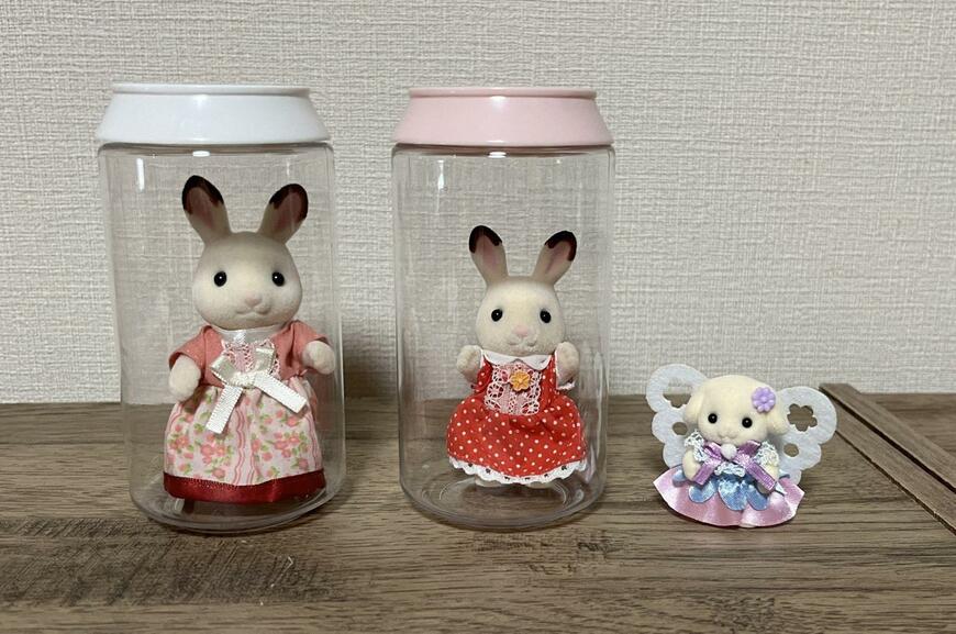 セリア、デザートクリアカップ フタ付き ジュース缶型