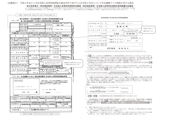 出所：国税庁「給与所得者の（特定増改築等）住宅借入金等特別控除申告書兼（特定増改築等）住宅借入金等特別控除計算明細書」