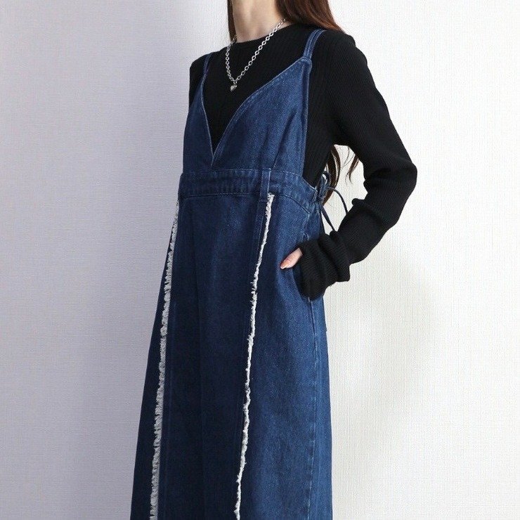 出所：しまむら公式　レディース　フリンジ使い　デニムジャンパースカート（pen）